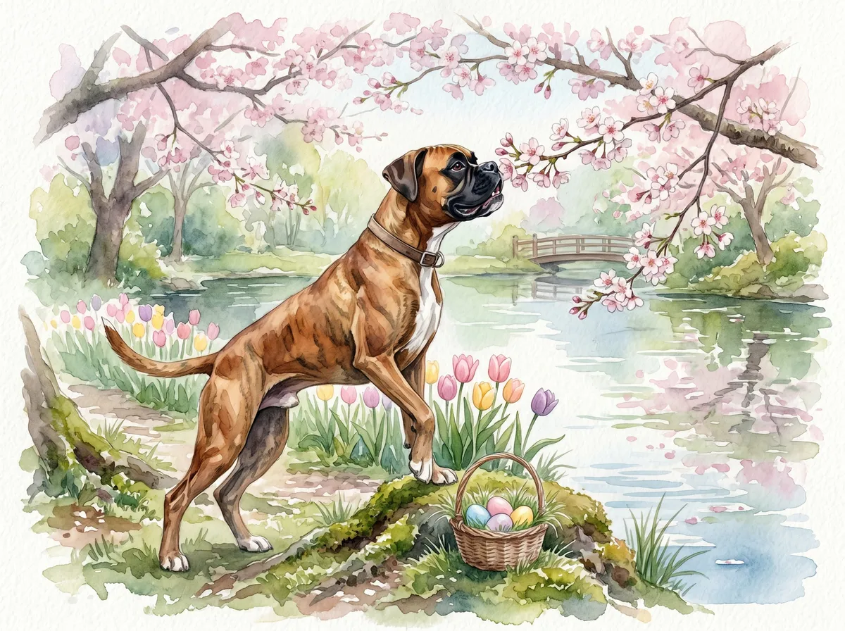 Boxer watercolor calendar month 4